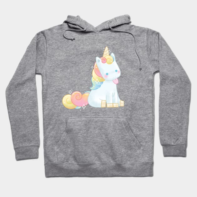 Cute Pastel Unicorn Blepp Hoodie by Maggieful Designs